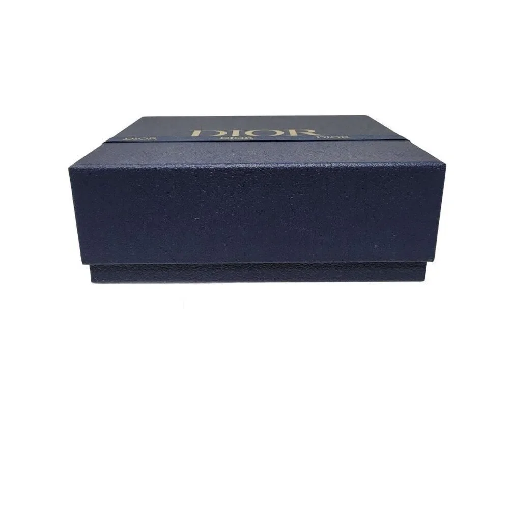 Christian Dior Navy Gift Box Ribbon White Filler Clear Lid 8.5 x 8.5 x 3 Holiday